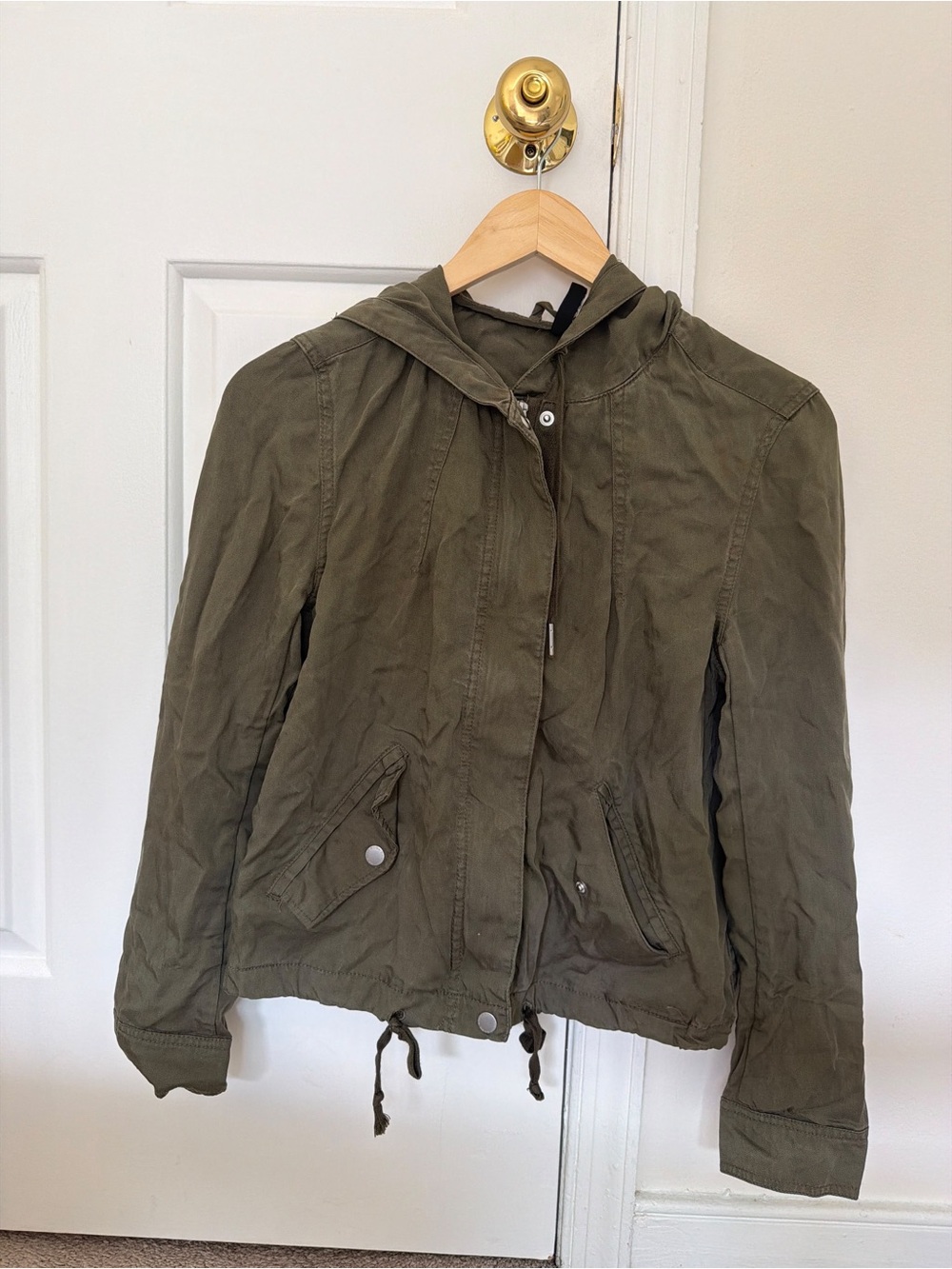 H&M Olive Green Hooded Utility Jacket